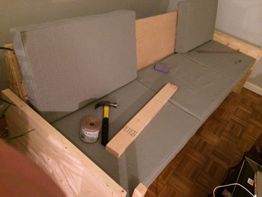 image of the 2x4 sofa under costruction